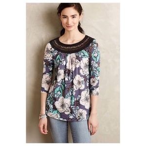 Anthropologie Meadow Rue Boho Floral Crochet Top